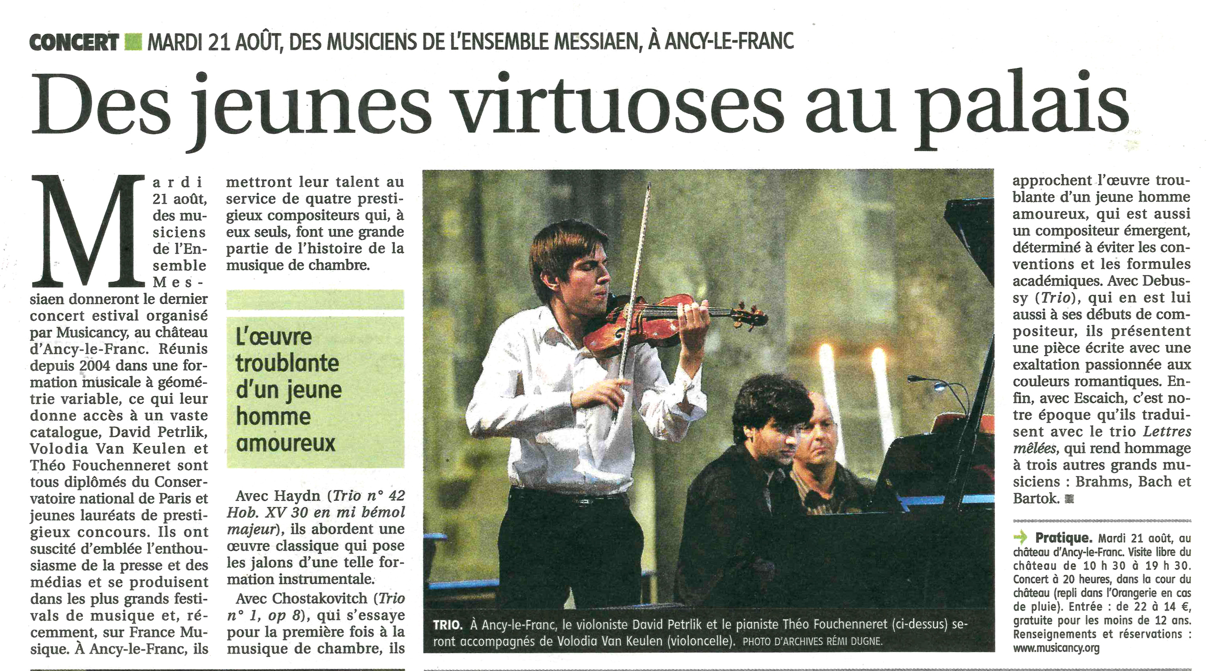 Chateau d'Ancy le Franc article de presse Bourgogne